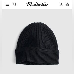 MADEWELL Knit Beanie in Wool Blend | Black | NWT